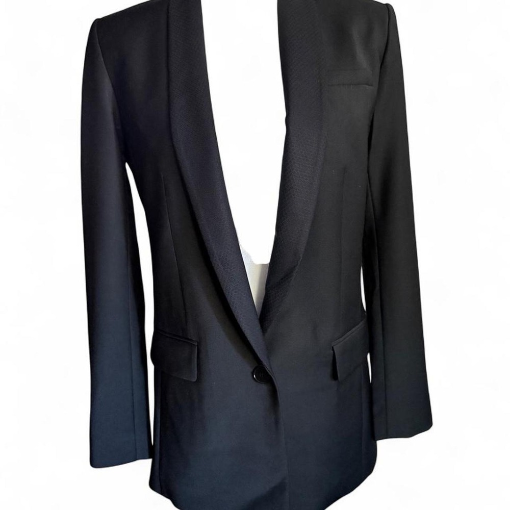 Sandro Paris black blazer with subtle textured weave